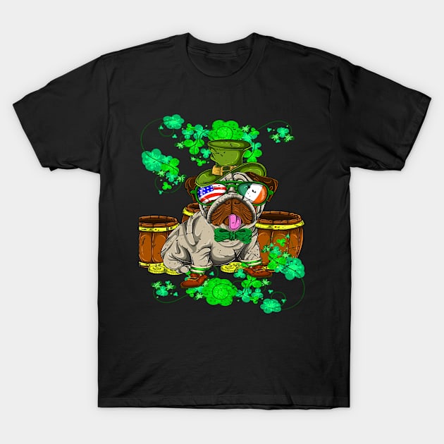 French Bulldog Shamrock Vintage St Patricks Day T-Shirt by ShirtsShirtsndmoreShirts
